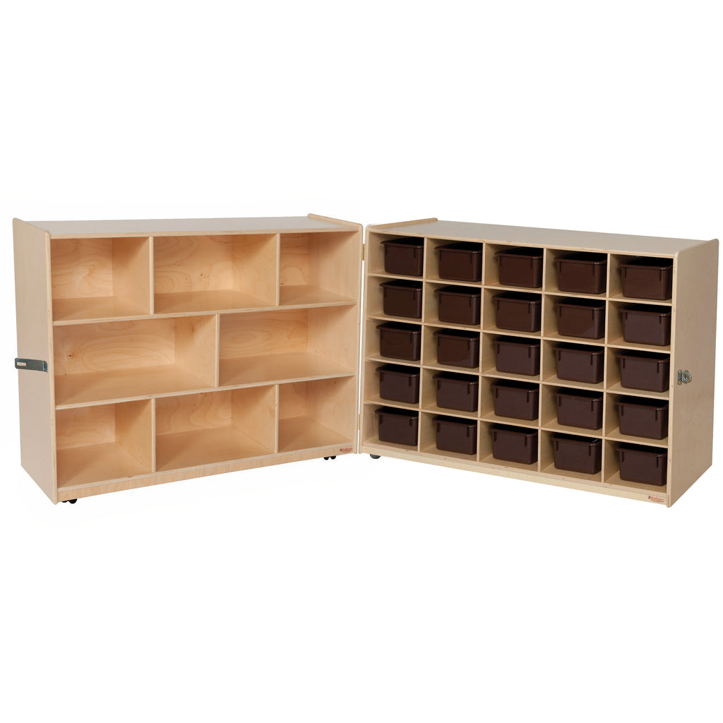 Tray and Shelf Folding Storage with (25) Brown Trays