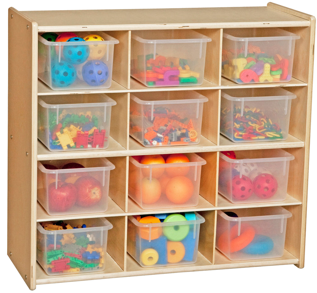 Contender Baltic Birch 12-Cubby Storage Unit w/ Translucent Tubs - RTA