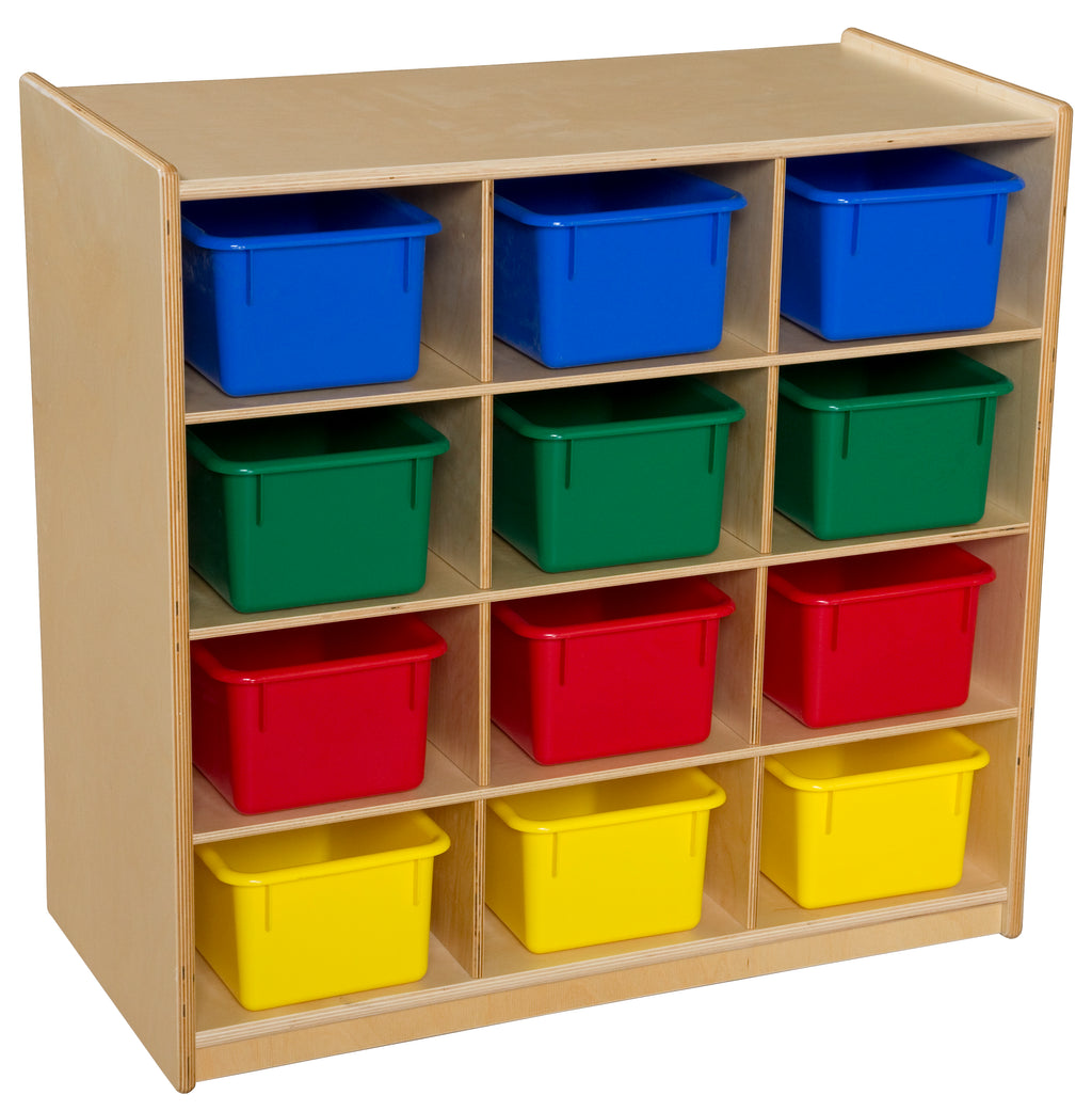 (12) Cubby Storage with Assorted Trays