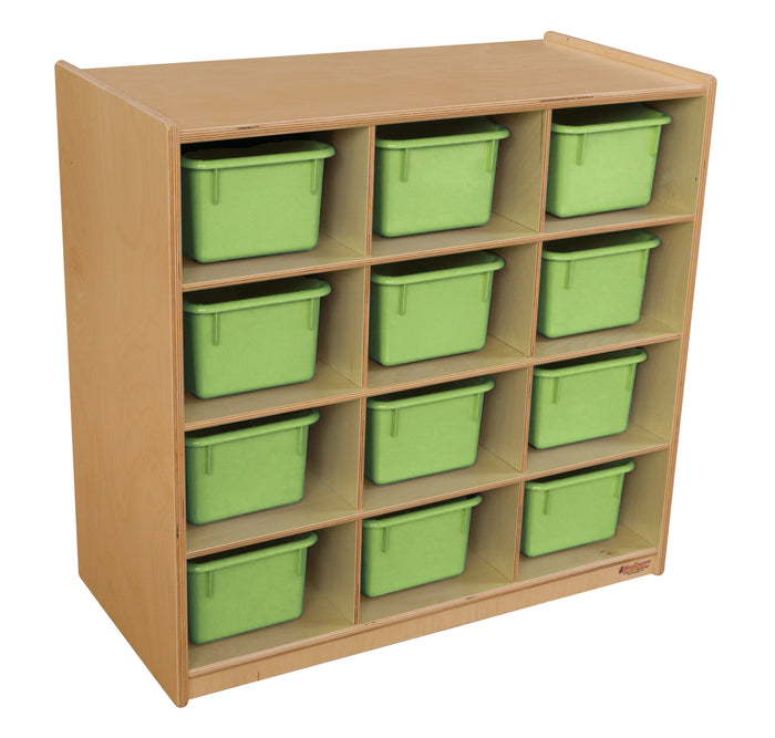 (12) Cubby Storage with Lime Green Trays