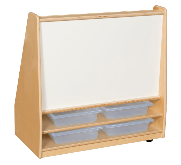 Book Storage & Display with Markerboard, (4) Translucent Letter Trays