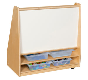 Book Storage & Display with Markerboard, (4) Translucent Letter Trays