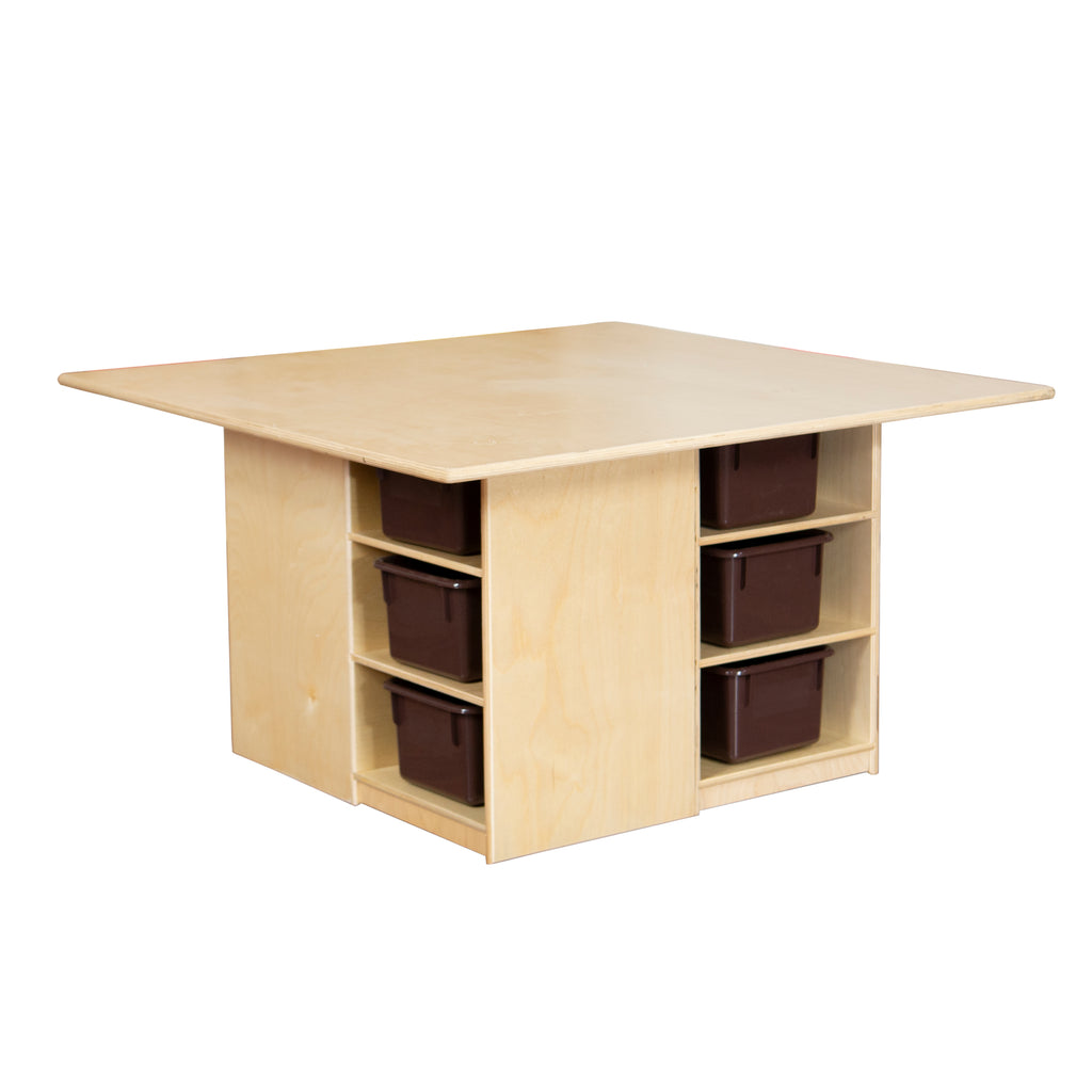 Cubby Table with (12) Brown Trays