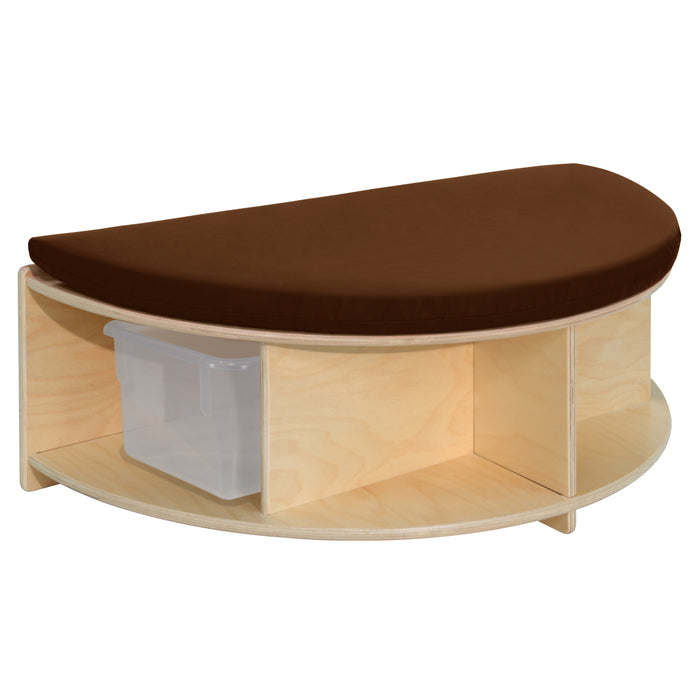 Read-A-Round Half Moon Bench with Brown Cushion and Trays