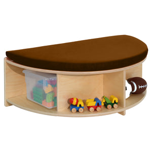 Read-A-Round Half Moon Bench with Brown Cushion and Trays