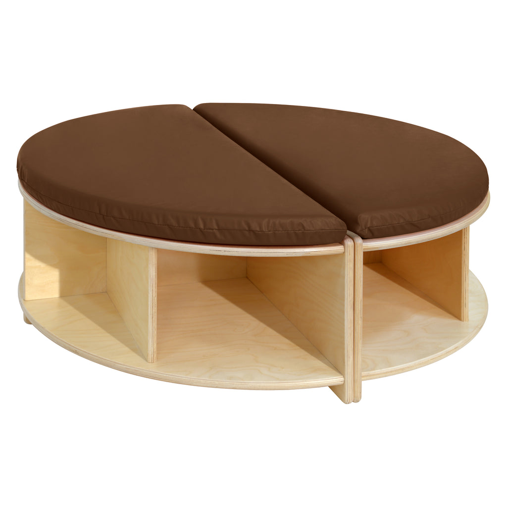 Read-A-Round Circle Bench with Brown Cushion and Trays