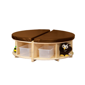 Read-A-Round Circle Bench with Brown Cushion and Trays