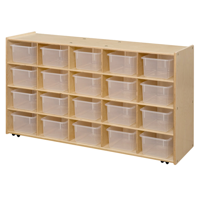 Contender Mobile 20 Tray Storage with Translucent Trays - Assembled with Casters