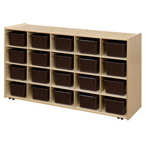 Contender Mobile 20 Tray Storage with Brown Trays - Assembled with Casters