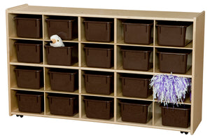 Contender Mobile 20 Tray Storage with Brown Trays - Assembled with Casters