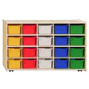 Contender Mobile 20 Tray Storage with Assorted Trays - Assembled with Casters