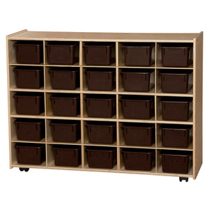 Contender 25 Tray Mobile Storage w/ Brown Trays - Assembled