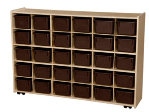 Contender Mobile 30 Tray Storage with Brown Trays - Assembled with Casters