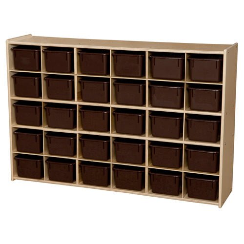 Contender Baltic Birch 30-Cubby Single Storage Unit w/ Brown Tubs - Assembled