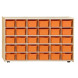 Contender Mobile 30 Tray Storage with Orange Trays - Assembled with Casters