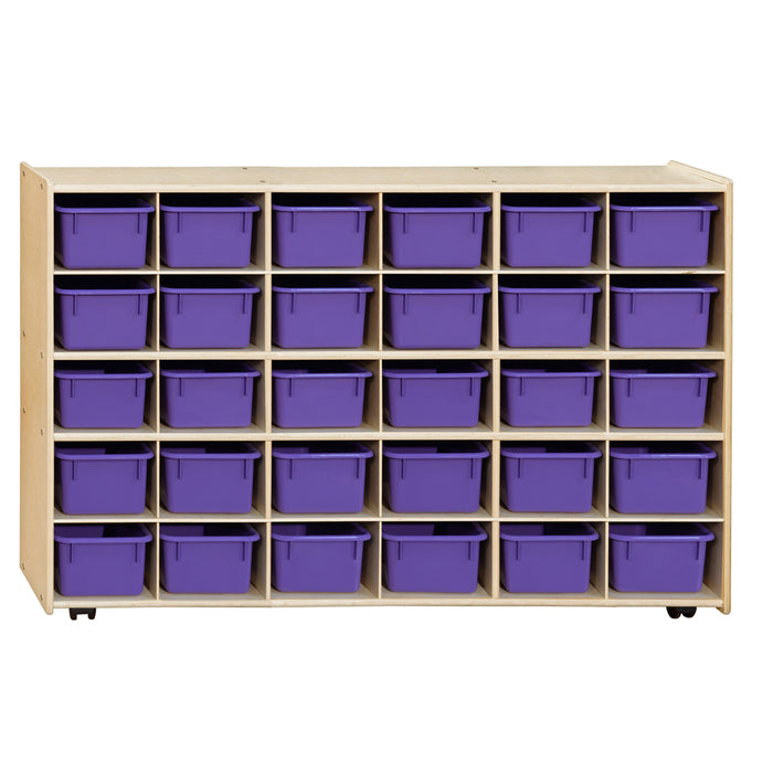 Contender Mobile 30 Tray Storage with Purple Trays - Assembled with Casters