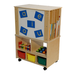 Contender Mobile Magnetic Teaching Organizer with Shelf and 3 Assorted Bins- Assembled