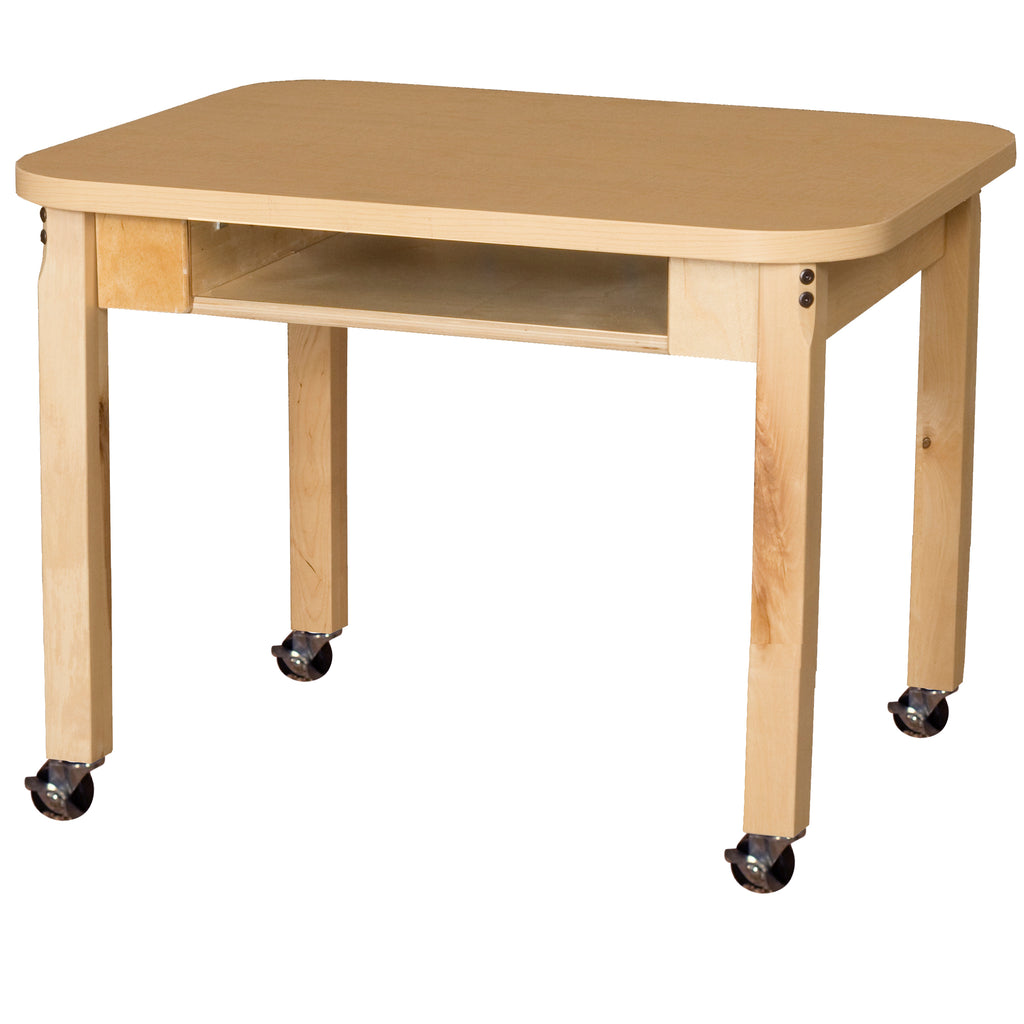 Mobile Classroom High Pressure Laminate Desk with Hardwood Legs- 14"