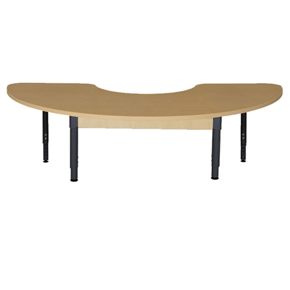 22" x 64" Half Circle High Pressure Laminate Table with Adjustable Legs 12"-17"