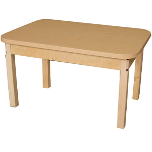 24" x 36" Rectangle High Pressure Laminate Table with Hardwood Legs- 16"