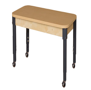 Mobile 24" x 36" Rectangle High Pressure Laminate Table with Adjustable Legs 14-19"