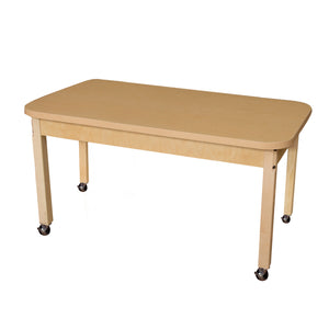 Mobile 24" x 48" Rectangle High Pressure Laminate Table with Hardwood Legs- 20"