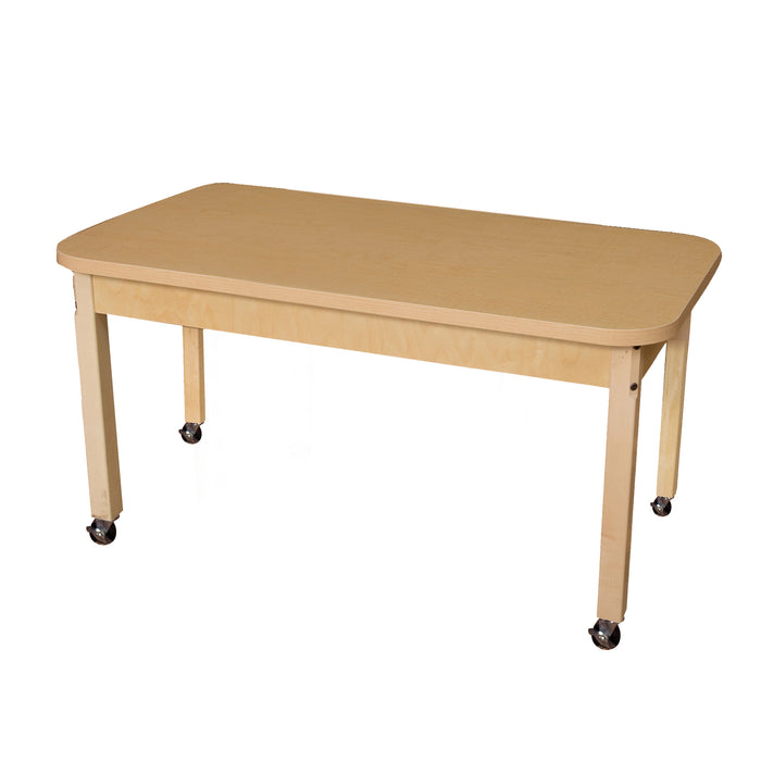 Mobile 24" x 48" Rectangle High Pressure Laminate Table with Hardwood Legs- 20"