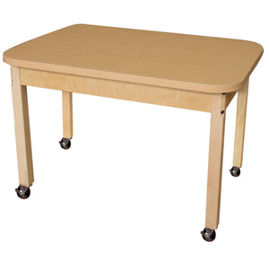 Mobile 24" x 48" Rectangle High Pressure Laminate Table with Hardwood Legs- 22"