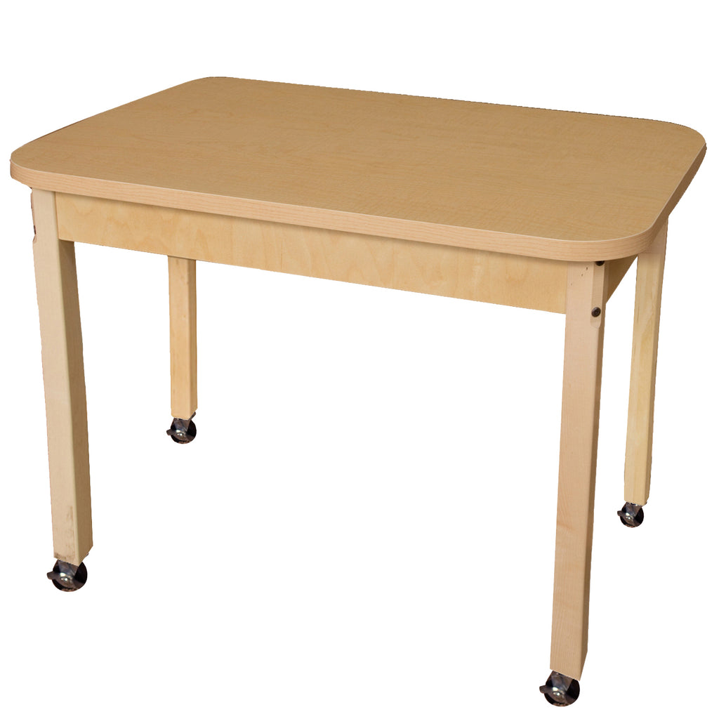 Mobile 24" x 48" Rectangle High Pressure Laminate Table with Hardwood Legs- 24"