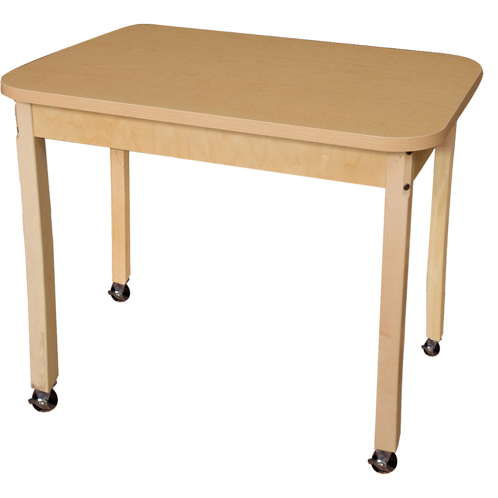 Mobile 24" x 48" Rectangle High Pressure Laminate Table with Hardwood Legs- 29"