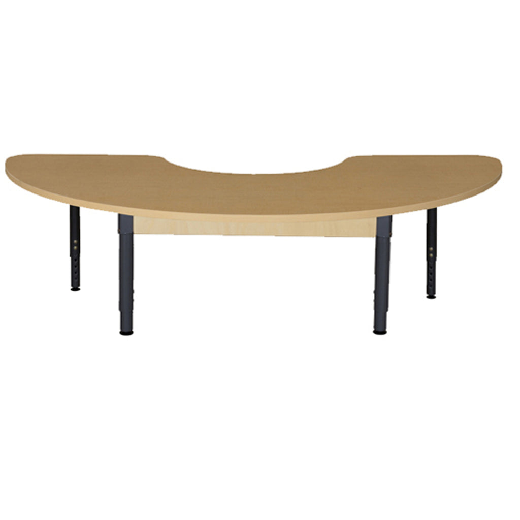 24" x 76" Half Circle High Pressure Laminate Table with Adjustable Legs 12"-17"