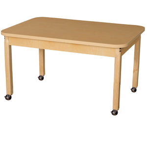 Mobile 30" x 44" Rectangle High Pressure Laminate Table with Hardwood Legs-14"