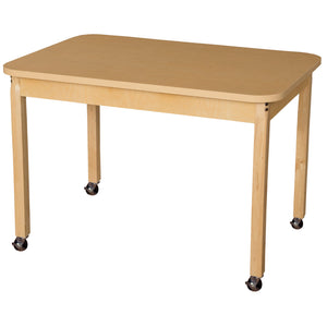 Mobile 30" x 44" Rectangle High Pressure Laminate Table with Hardwood Legs-26"