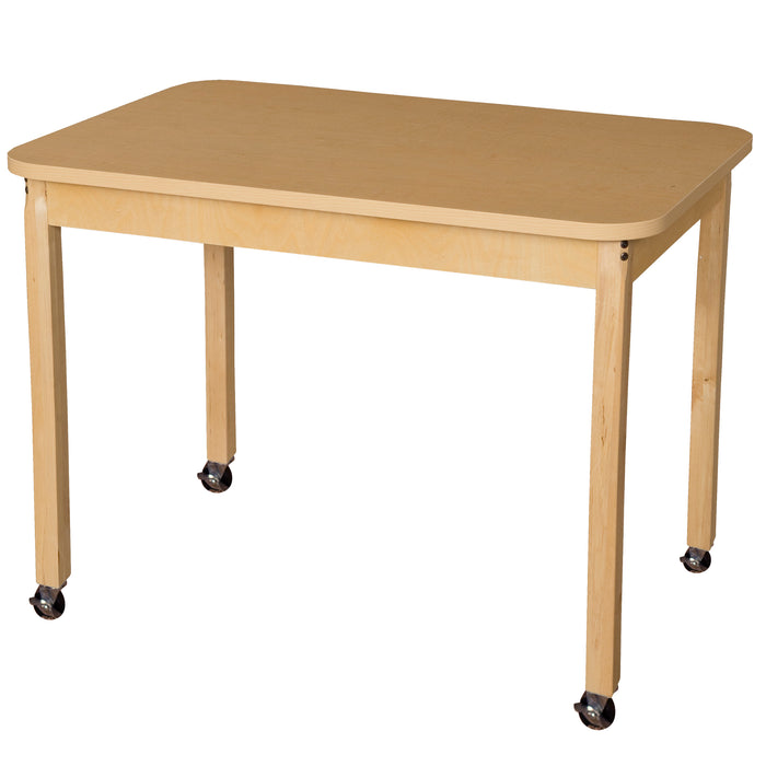 Mobile 30" x 44" Rectangle High Pressure Laminate Table with Hardwood Legs-29"