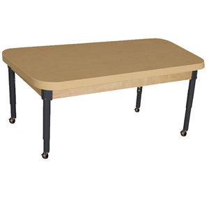 Mobile 30" x 44" Rectangle High Pressure Laminate Table with Adjustable Legs 14-19"