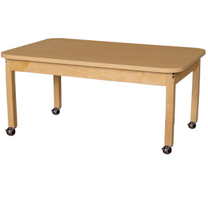 Mobile 30" x 48" Rectangle High Pressure Laminate Table with Hardwood Legs-16"