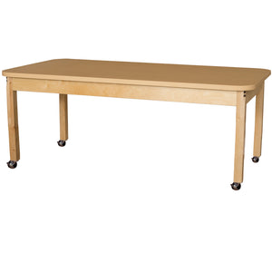 Mobile 30" x 60" Rectangle High Pressure Laminate Table with Hardwood Legs-14"