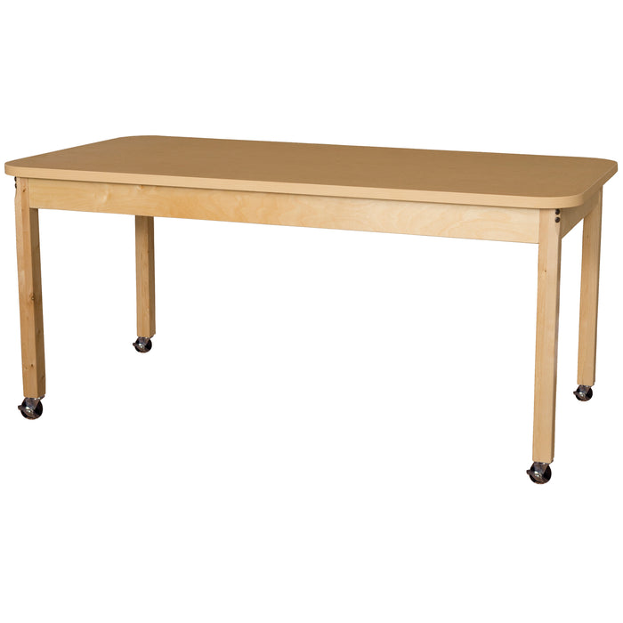 Mobile 30" x 60" Rectangle High Pressure Laminate Table with Hardwood Legs- 24"