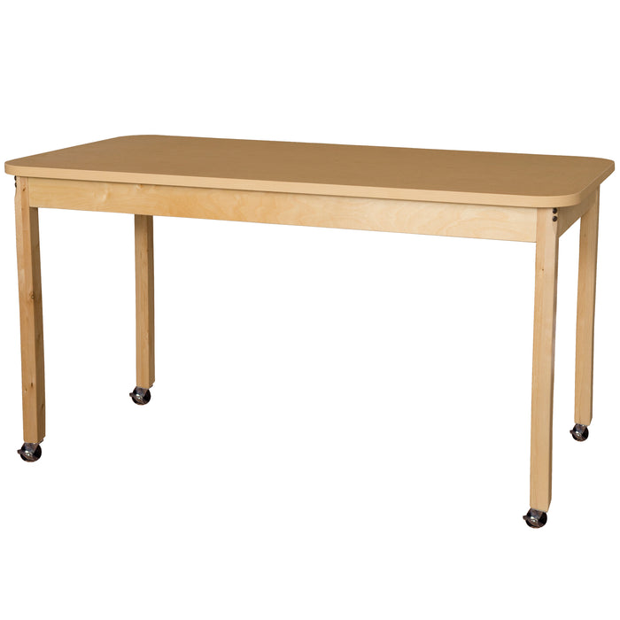 Mobile 30" x 60" Rectangle High Pressure Laminate Table with Hardwood Legs-29"