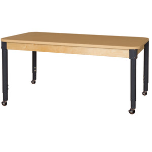 Mobile 30" x 60" Rectangle High Pressure Laminate Table with Adjustable Legs 19-30"