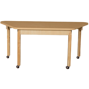 Mobile Trapezoidal High Pressure Laminate Table with Hardwood Legs-26"