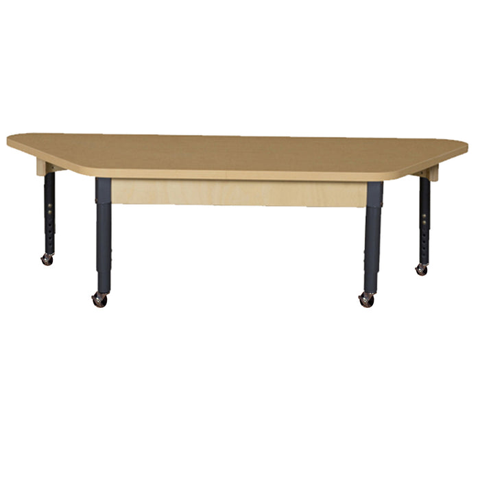 Mobile Trapezoidal High Pressure Laminate Table with Adjustable Legs 14-19"