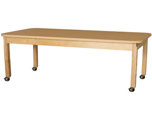 Mobile 30" x 72" Rectangle High Pressure Laminate Table with Hardwood Legs-18"