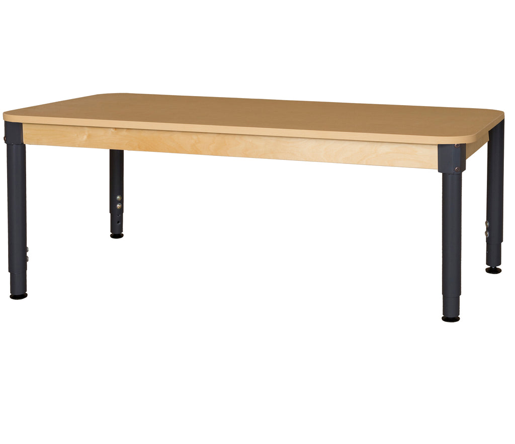 30" x 72" Rectangle High Pressure Laminate Table with Adjustable Legs 12"-17"