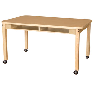 Mobile 36" x 48" Four Seater High Pressure Laminate Desk with Hardwood Legs- 22"