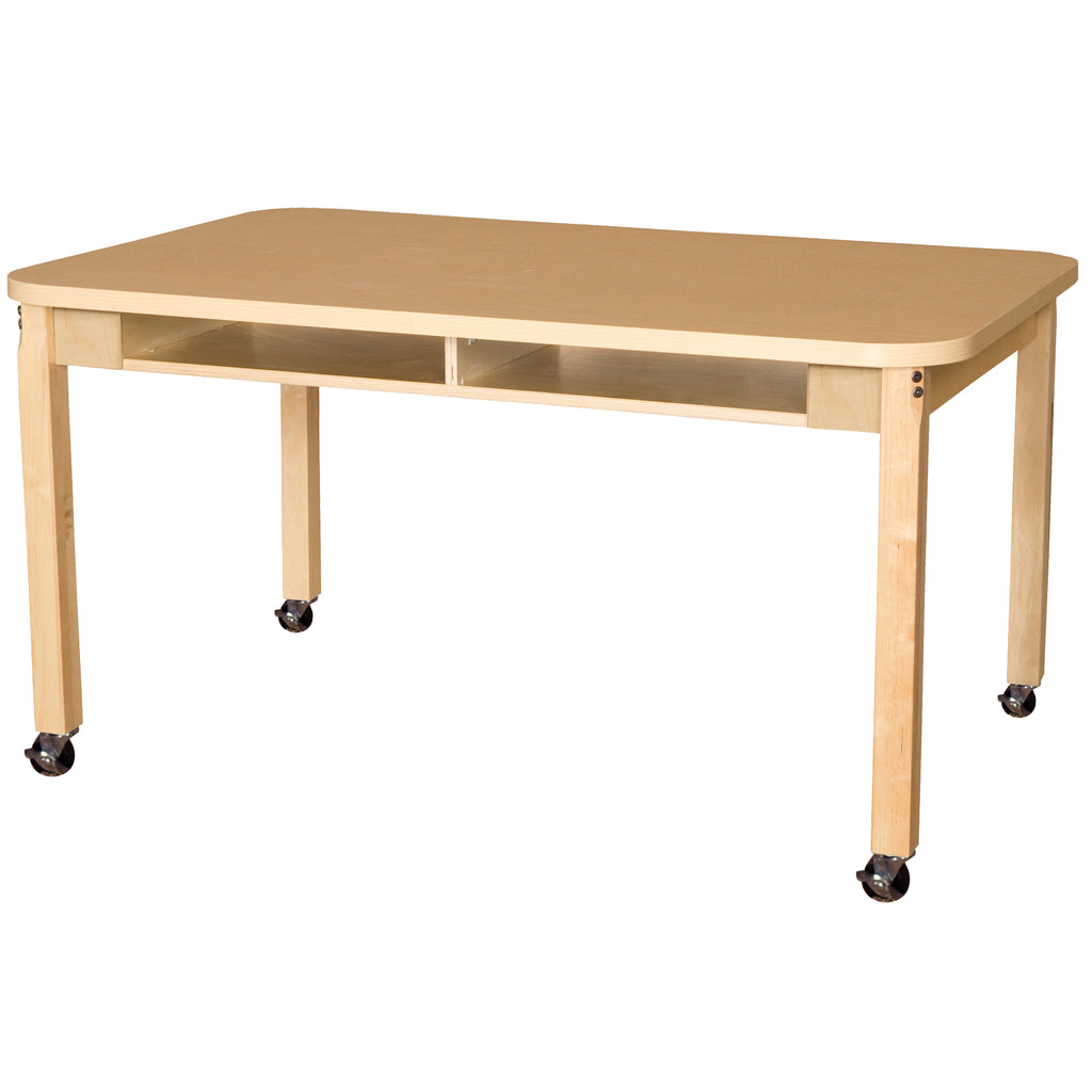 Mobile 36" x 48" Four Seater High Pressure Laminate Desk with Hardwood Legs- 24"