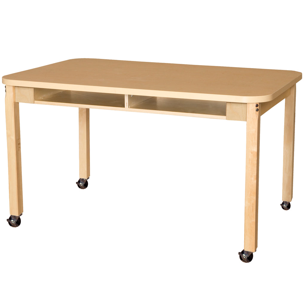 Mobile 36" x 48" Four Seater High Pressure Laminate Desk with Hardwood Legs- 26"