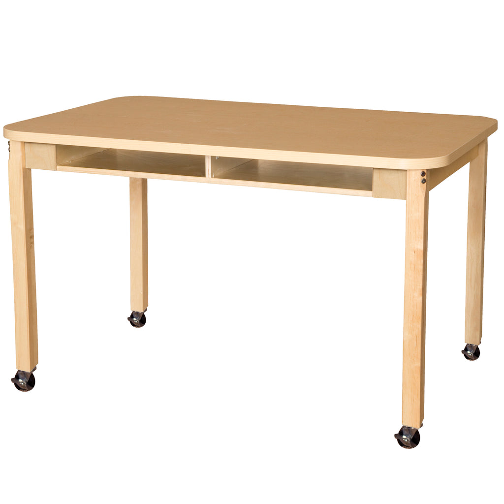 Mobile 36" x 48" Four Seater High Pressure Laminate Desk with Hardwood Legs- 29"