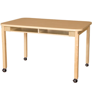 Mobile 36" x 48" Four Seater High Pressure Laminate Desk with Hardwood Legs- 29"