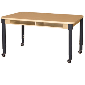 Mobile 36" x 48" Four Seater High Pressure Laminate Desk with Adjustable Legs 19-30"